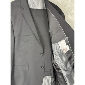 Needle & Stitch Mens Black Suit Jacket Blazer 46R 40R Pants Wool Blend